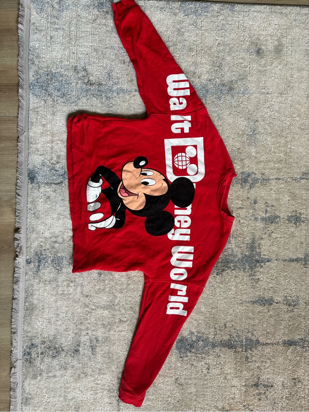 Disney Red Mickey Mouse Walt Disney World Womens Cropped Sweatshirt